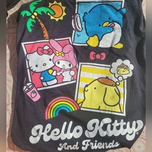 Womens Size Large Hello Kitty And Friends Black Kawaii Tee Pompompurin My Melody